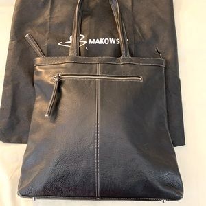 B. Makowsky black pebbled leather large bag/tote.